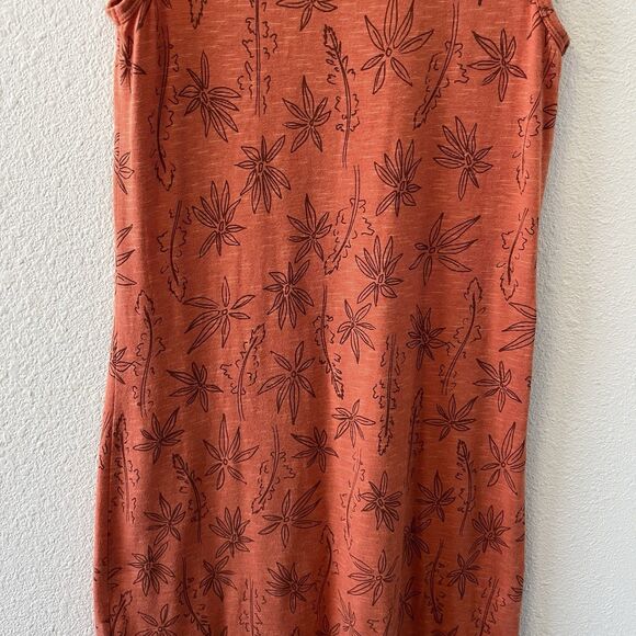 Toad & Co Midi Dress Size XS Samba Paseo Tencel Organic Cotton Burnt Orange Palm - Picture 10 of 16